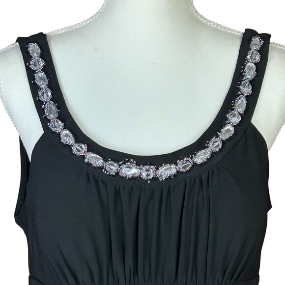 Sangria Dress Sz 12 Black Bejeweled Pleated Empire Waist Cocktail Formal Classic - Picture 5 of 12